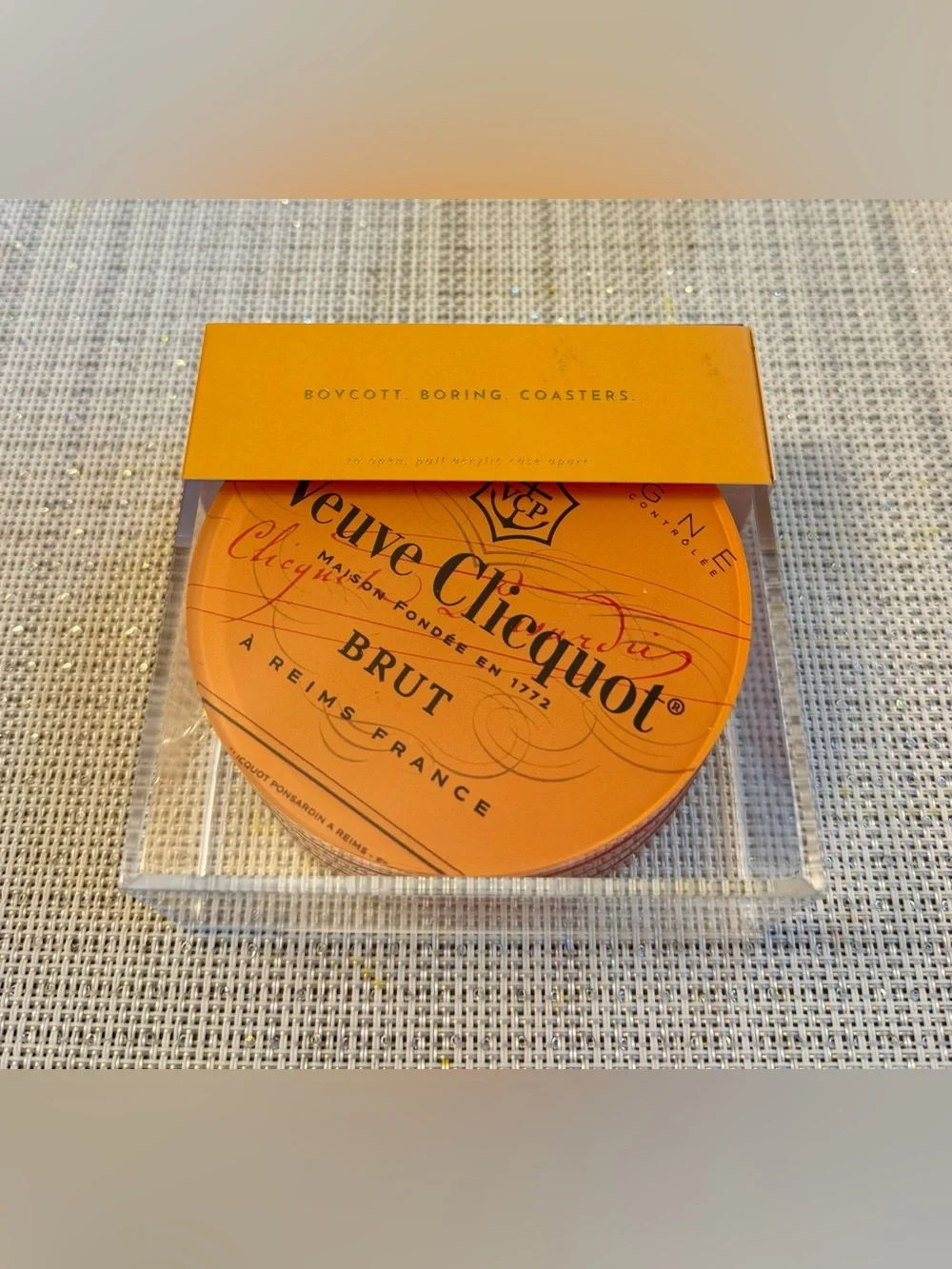 Pop The Bubbly Coasters- Set of 4. Pop The Bubbly Coasters bring instant celebra